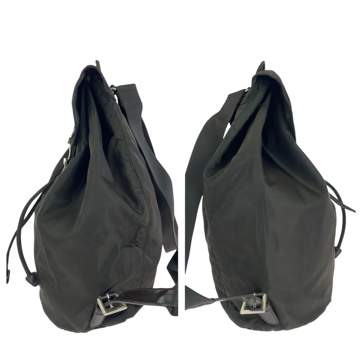 14322
PRADA プラダ テスート 三角ロゴプレート ブラウン シルバー金具 ナイロン / レザー リュック・デイパック バックパック  レディース
