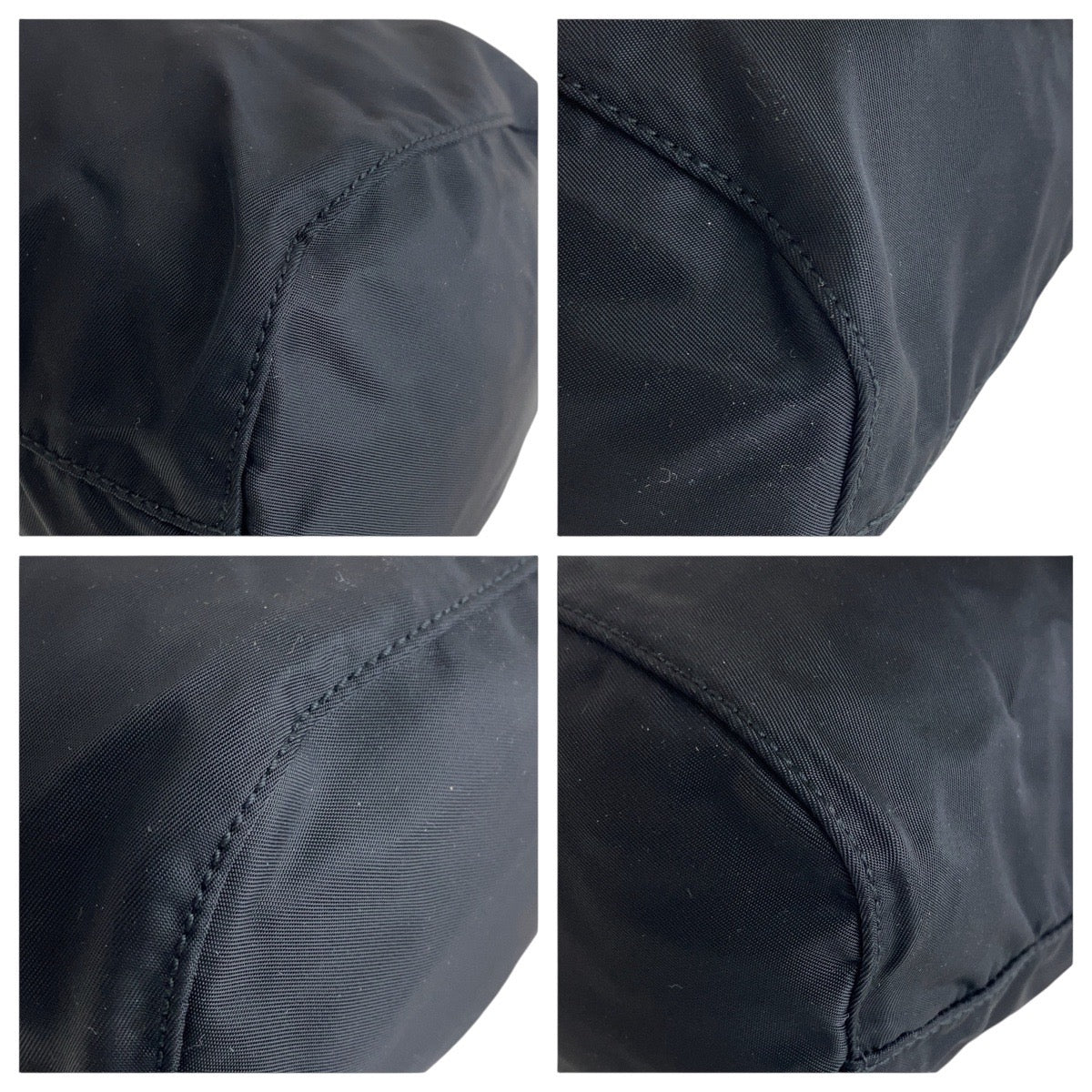 PRADA Tessuto Triangle Logo Plate Black Silver Hardware Nylon Pouch Drawstring Pouch Women's