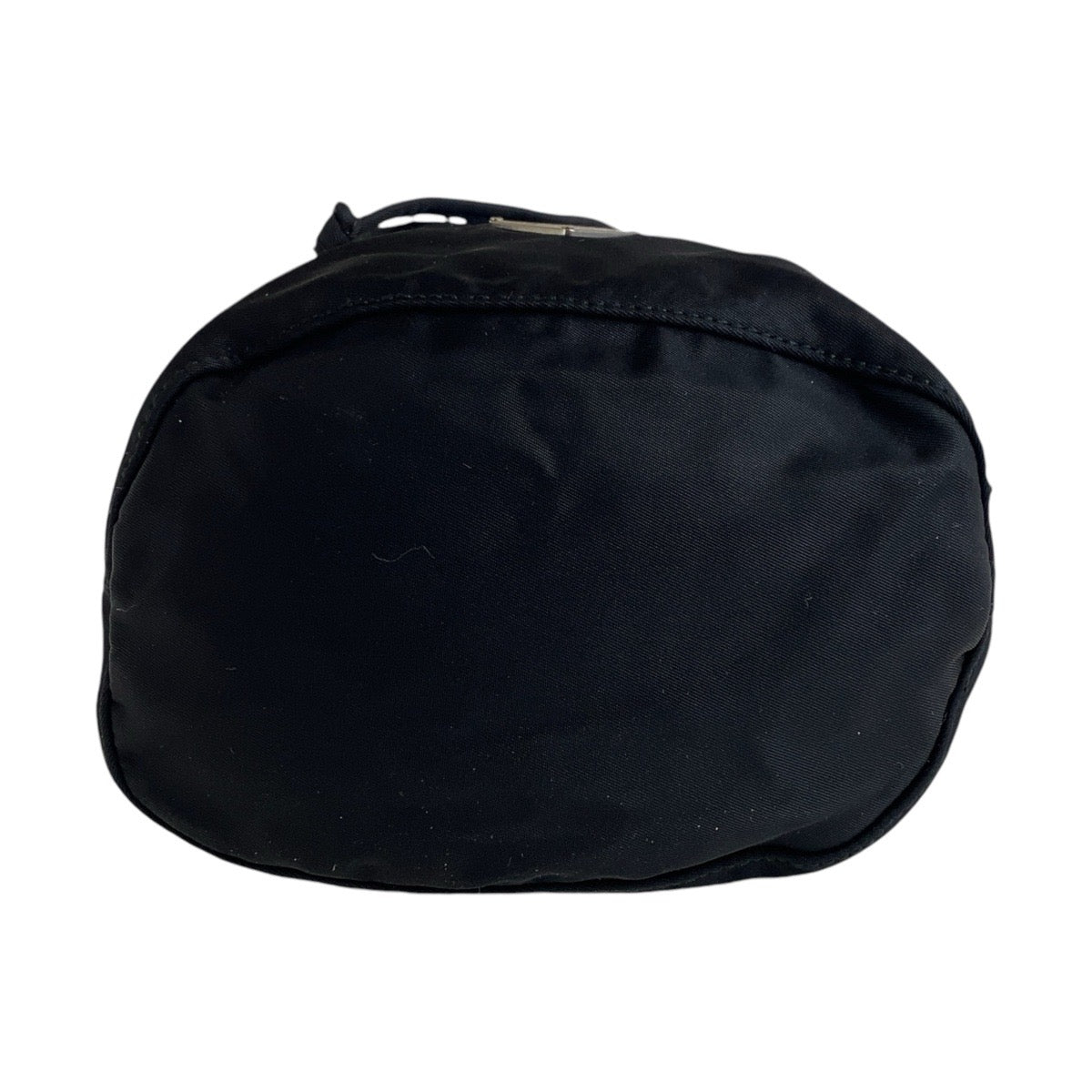 PRADA Tessuto Triangle Logo Plate Black Silver Hardware Nylon Pouch Drawstring Pouch Women's