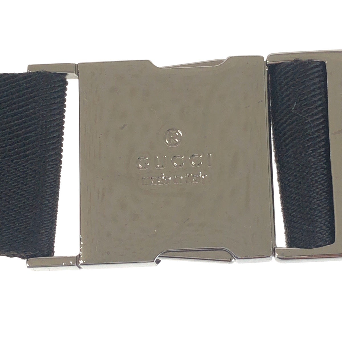 14323
GUCCI グッチ ブラック 黒 シルバー金具 GGキャンバス / レザー 23566 ボディバッグ ウエストポーチ バムバッグ  メンズ