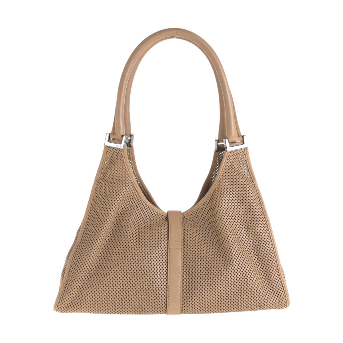 13852
GUCCI グッチ ジャッキー ベージュ シルバー金具 パンチングレザー 1719 ショルダーバッグ  レディース