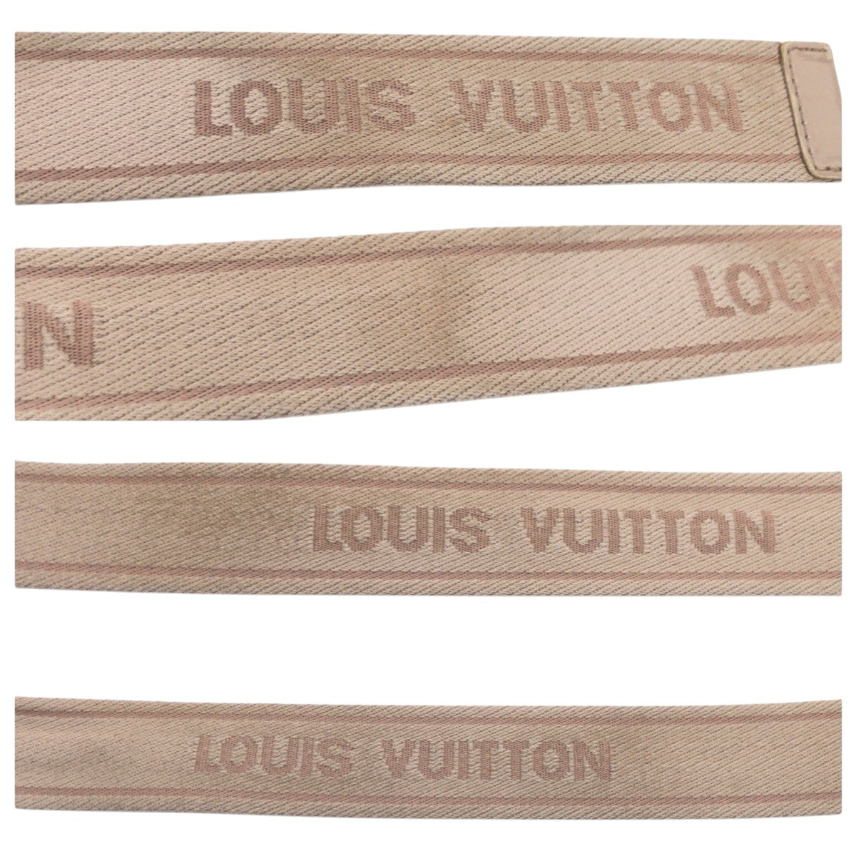 LOUIS VUITTON ルイヴィトン サンチュールベンガル ベージュ ブラウン シルバー コットン / メタル M9846 ガチャベルト ベルト  メンズ