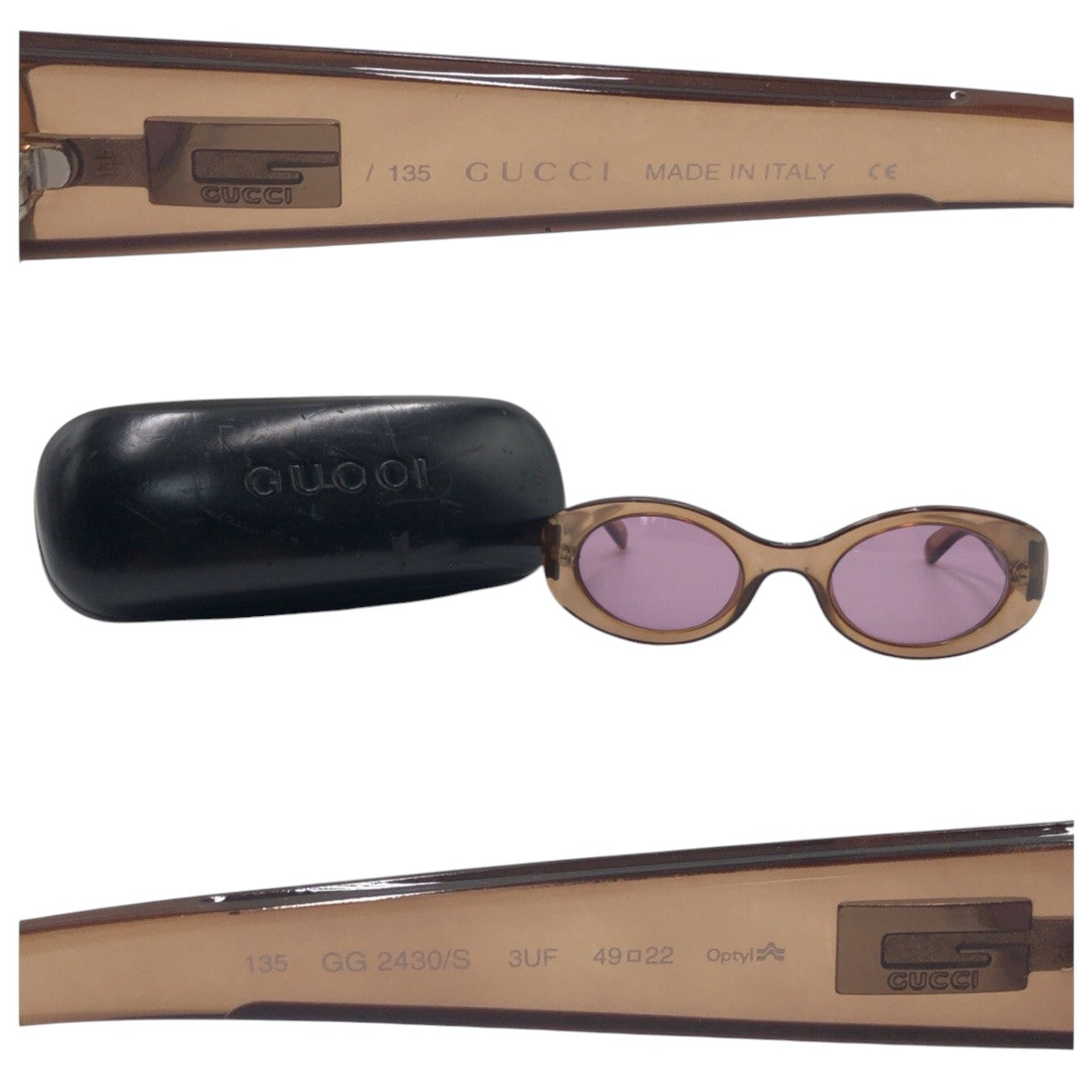 GUCCI グッチ ヴィンテージ ブラウン パープル プラスチック GG2430 1S 3UF 4922 135 サングラス 男女兼用 オーバル  レディース