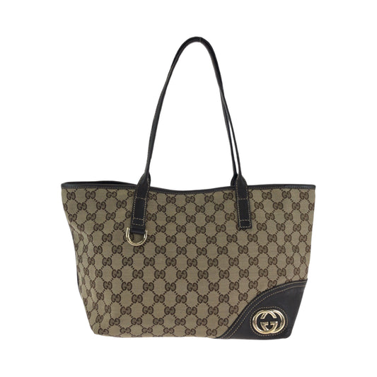 14326
GUCCI グッチ ベージュ ブラウン ゴールド金具 GGキャンバス 169946 トートバッグ ショルダーバッグ  レディース
