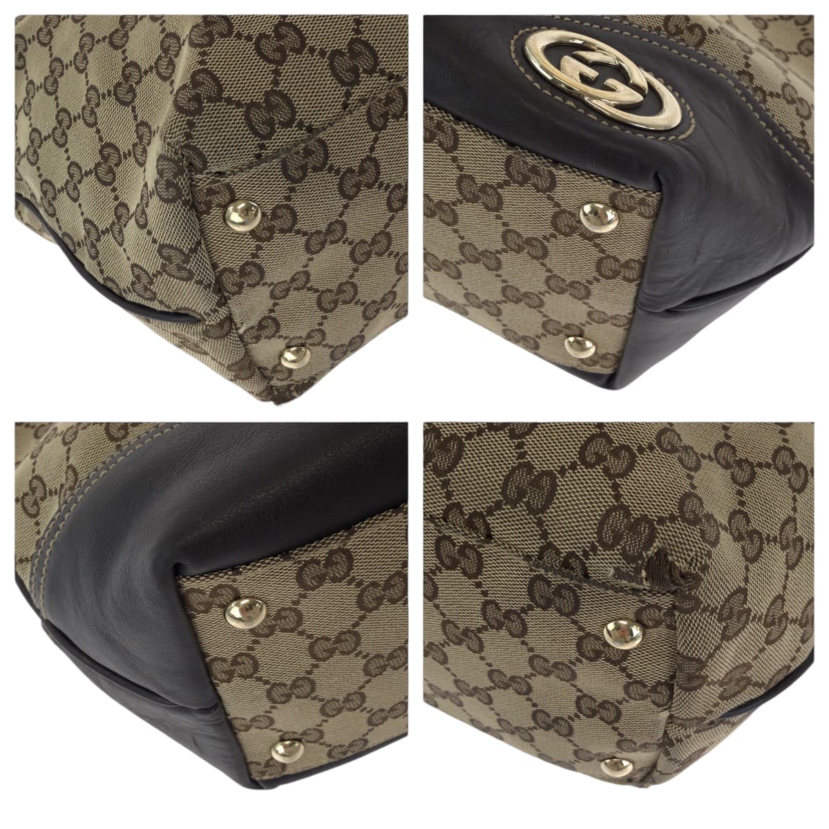 14326
GUCCI グッチ ベージュ ブラウン ゴールド金具 GGキャンバス 169946 トートバッグ ショルダーバッグ  レディース