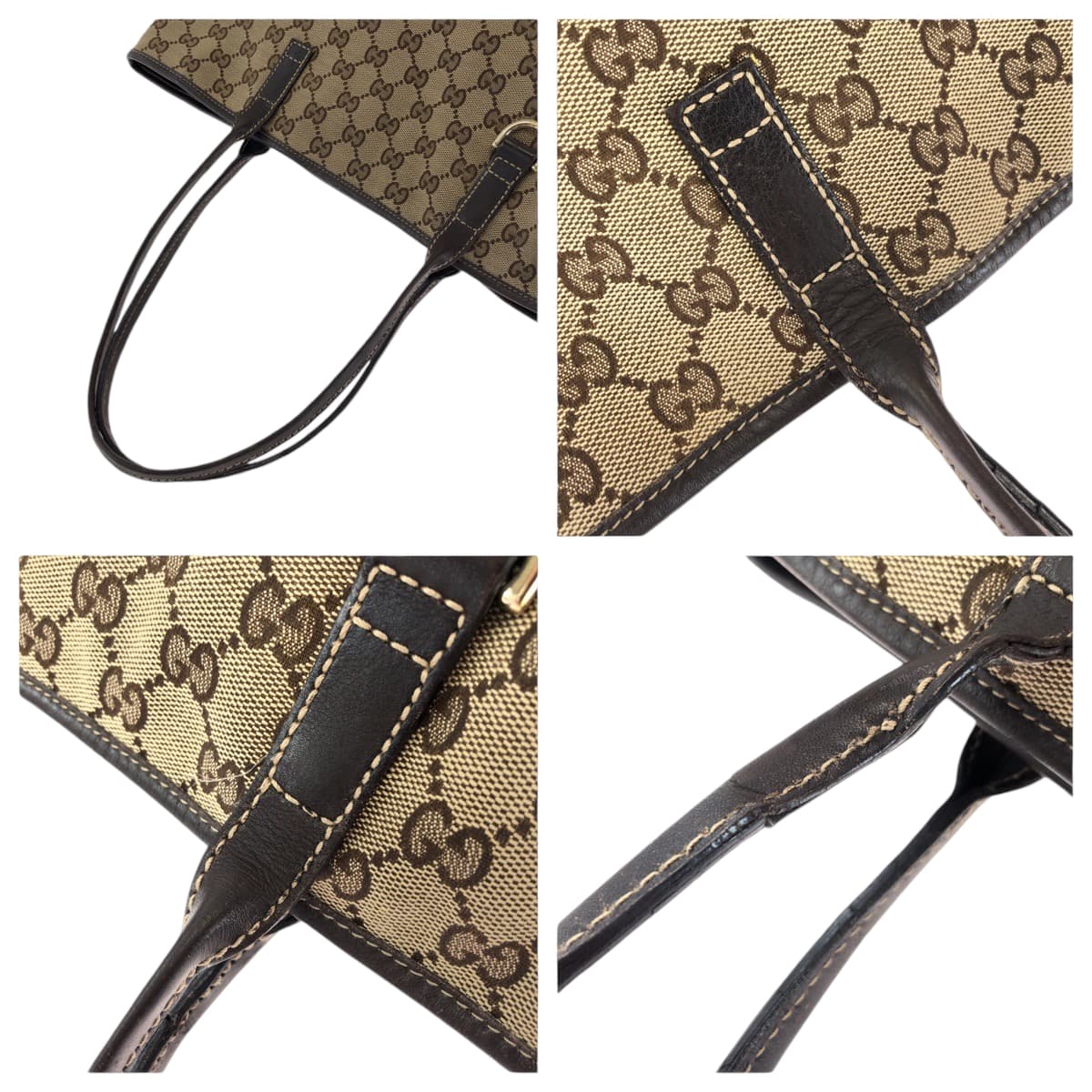 14326
GUCCI グッチ ベージュ ブラウン ゴールド金具 GGキャンバス 169946 トートバッグ ショルダーバッグ  レディース