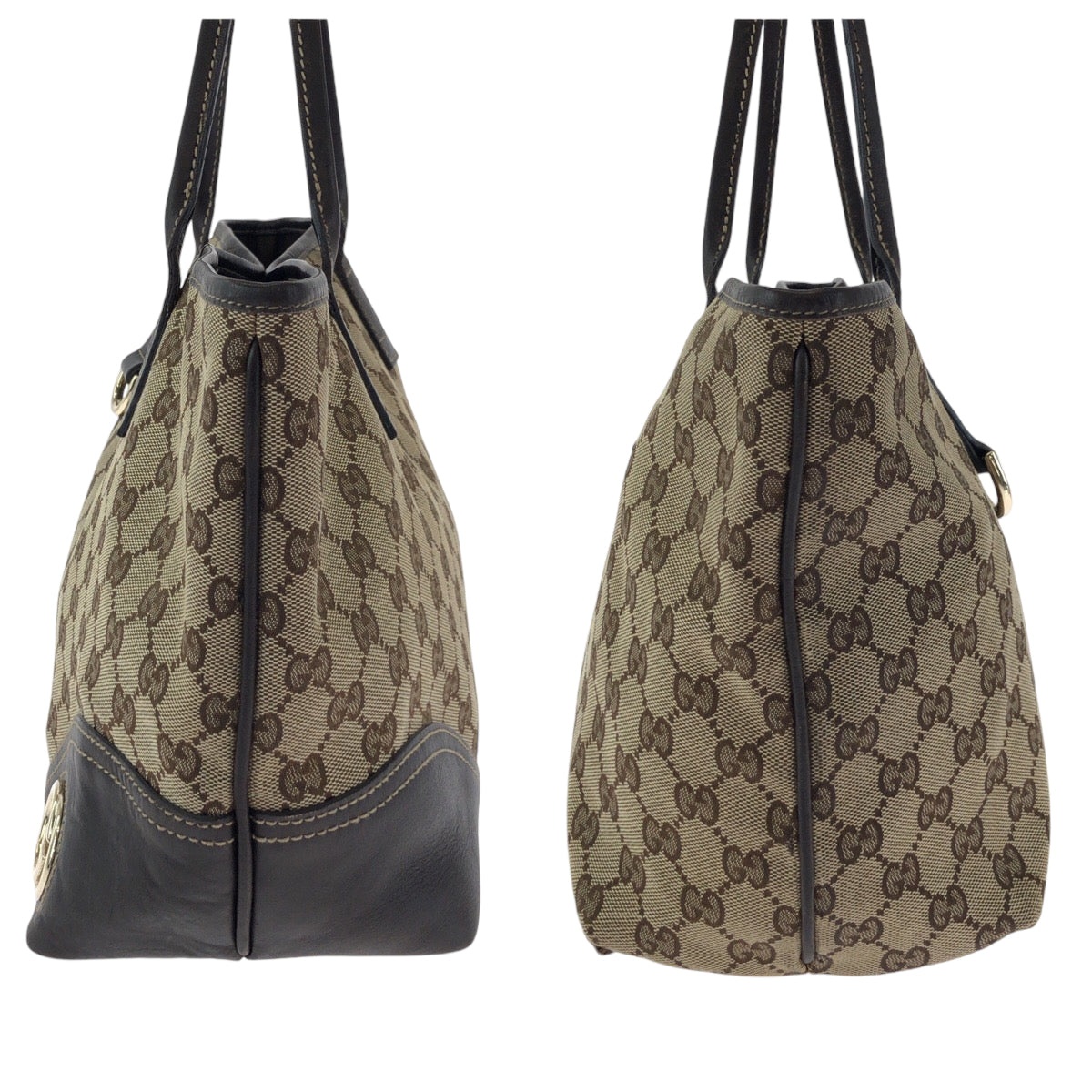 14326
GUCCI グッチ ベージュ ブラウン ゴールド金具 GGキャンバス 169946 トートバッグ ショルダーバッグ  レディース