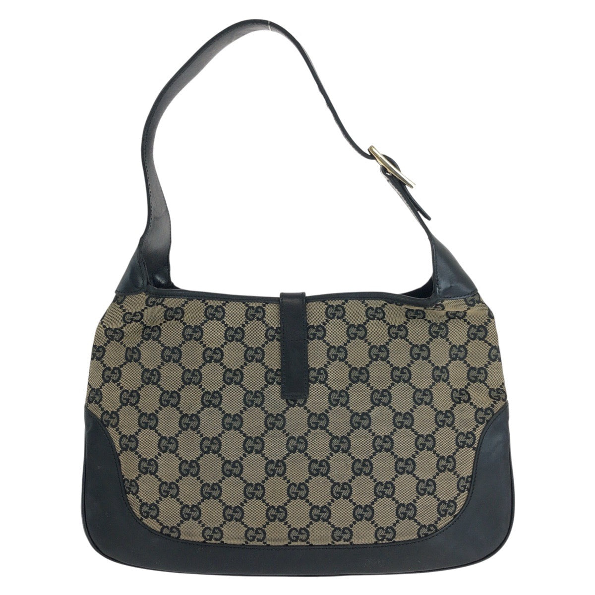 14328
GUCCI グッチ ジャッキー ホーボー ブラック 黒 ゴールド金具 GGキャンバス / レザー 001 3306 ショルダーバッグ  レディース