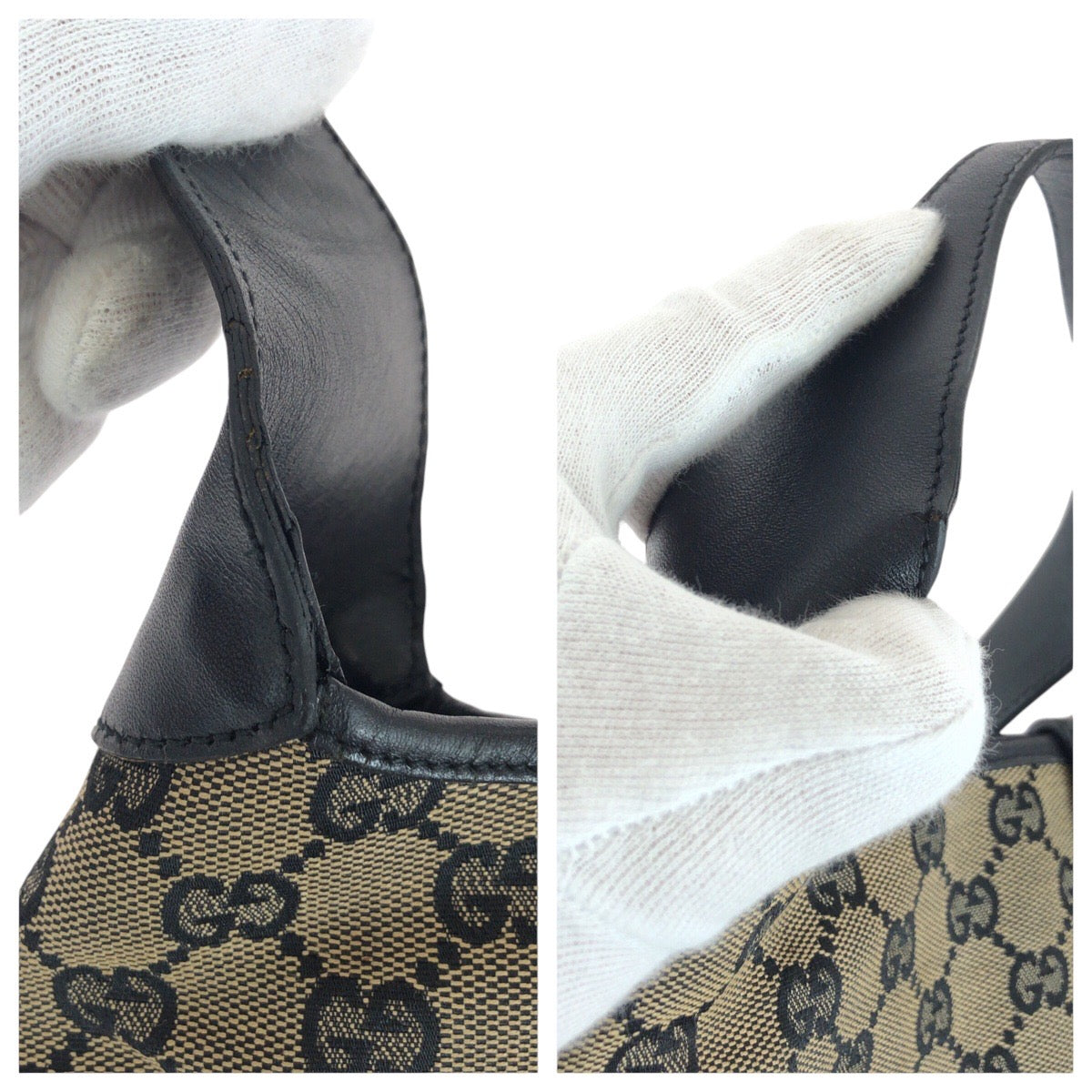 14328
GUCCI グッチ ジャッキー ホーボー ブラック 黒 ゴールド金具 GGキャンバス / レザー 001 3306 ショルダーバッグ  レディース