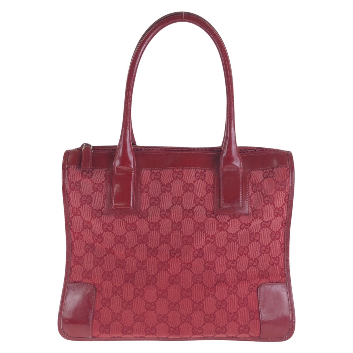 13856
GUCCI グッチ レッド ゴールド金具 GGキャンバス / エナメル トートバッグ ハンドバッグ  レディース