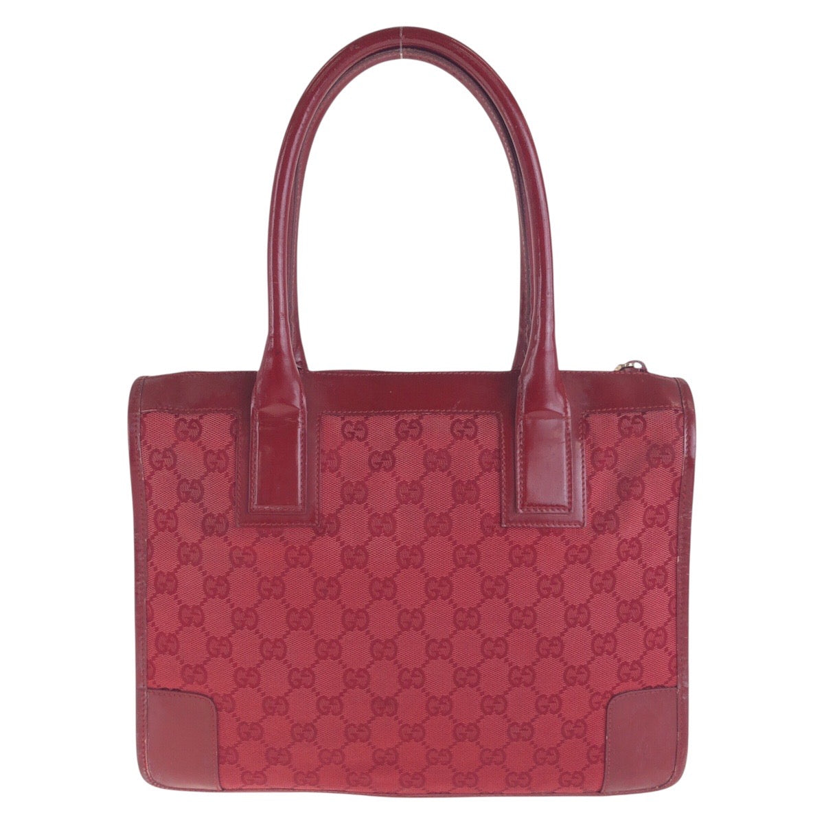 13856
GUCCI グッチ レッド ゴールド金具 GGキャンバス / エナメル トートバッグ ハンドバッグ  レディース