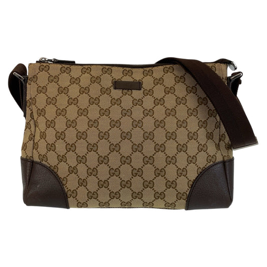 14332
GUCCI グッチ ブラウン GGキャンバス / レザー 114273 斜め掛け ショルダーバッグ メッセンジャーバッグ  レディース