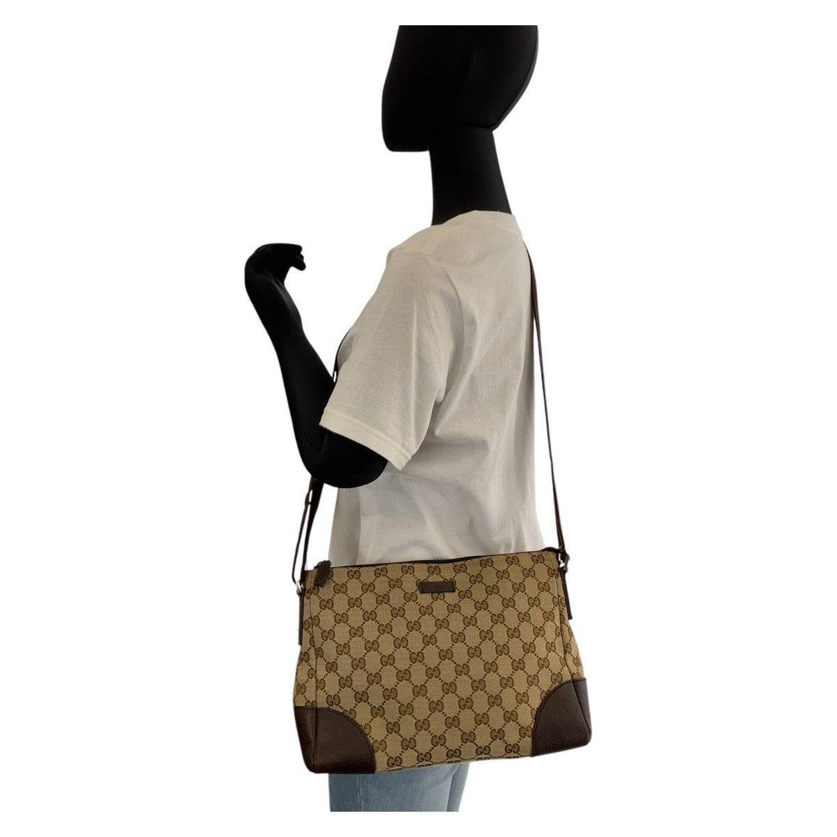 14332
GUCCI グッチ ブラウン GGキャンバス / レザー 114273 斜め掛け ショルダーバッグ メッセンジャーバッグ  レディース