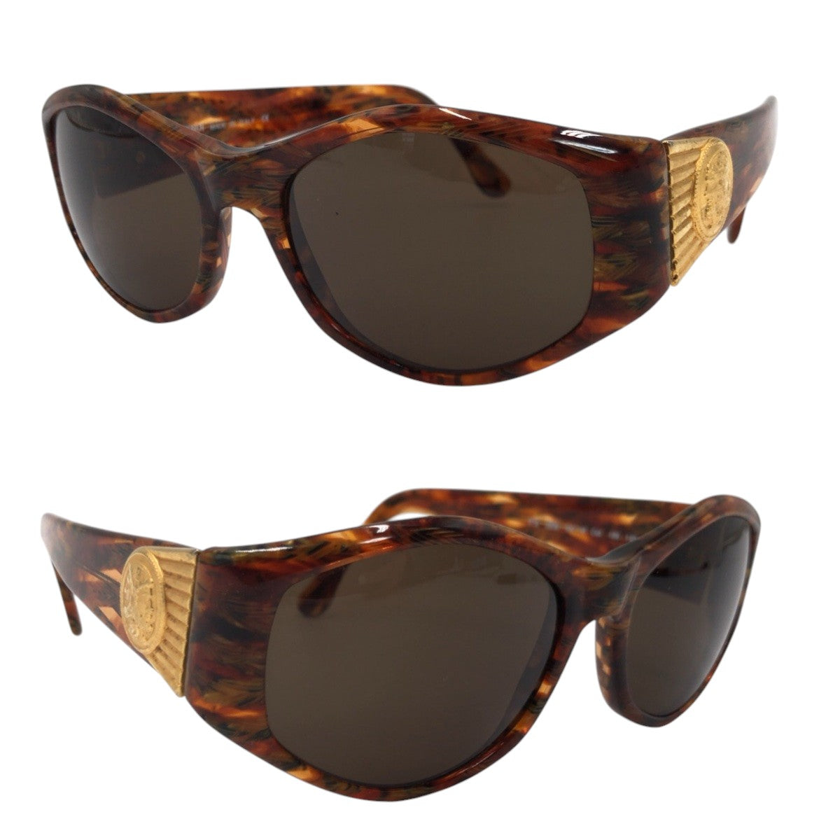 FENDI フェンディ ヴィンテージ ブラウン ゴールド プラスチック FS 309 5618 col.185 140 サングラス バタフライ  レディース
