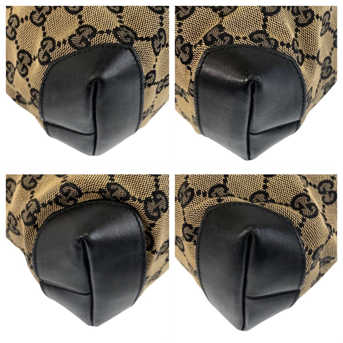14333
GUCCI グッチ ブラック 黒 グレー GGキャンバス / レザー 190402 トートバッグ ショルダーバッグ  レディース