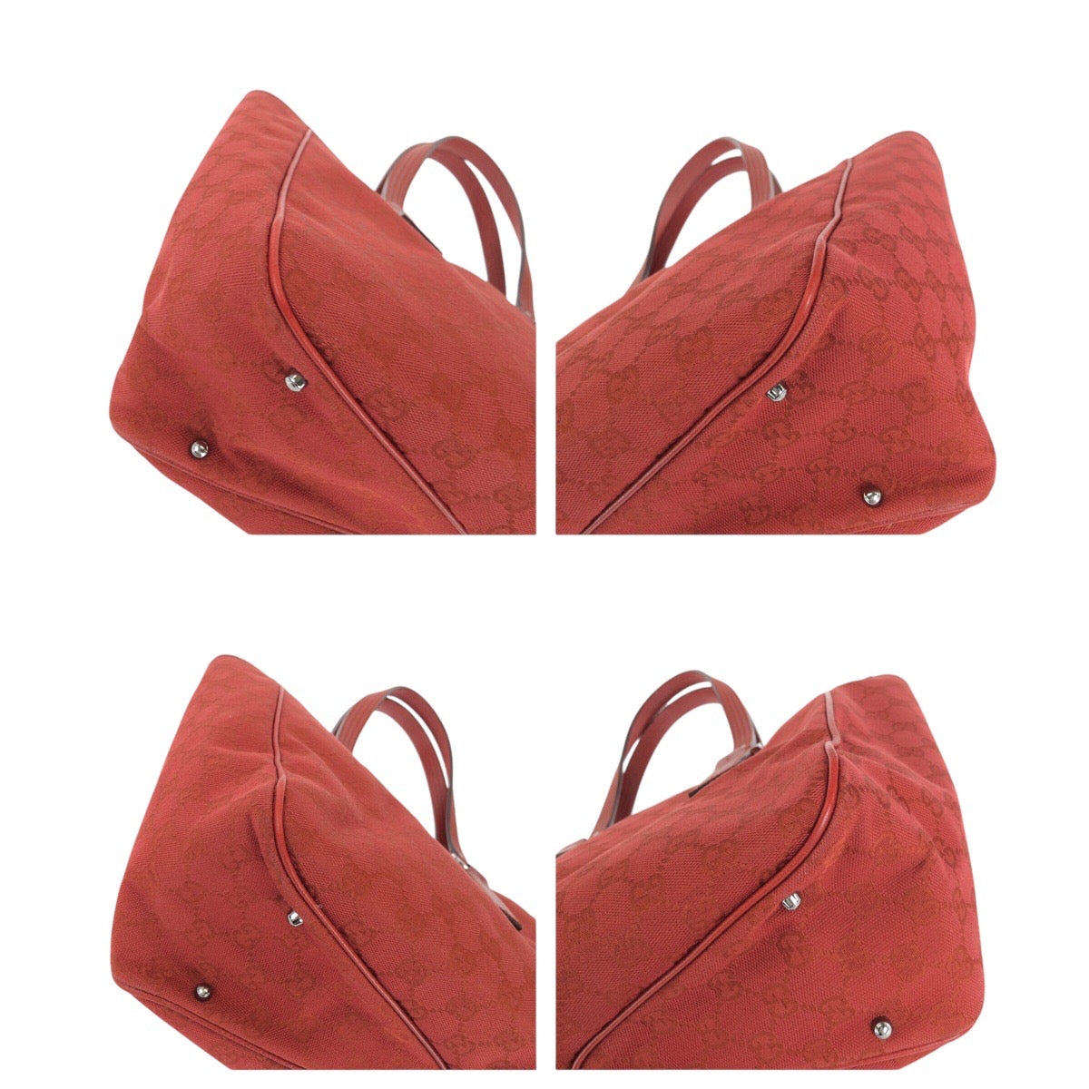14335
GUCCI グッチ レッド シルバー金具 GGキャンバス / レザー 113017 トートバッグ ショルダーバッグ  レディース