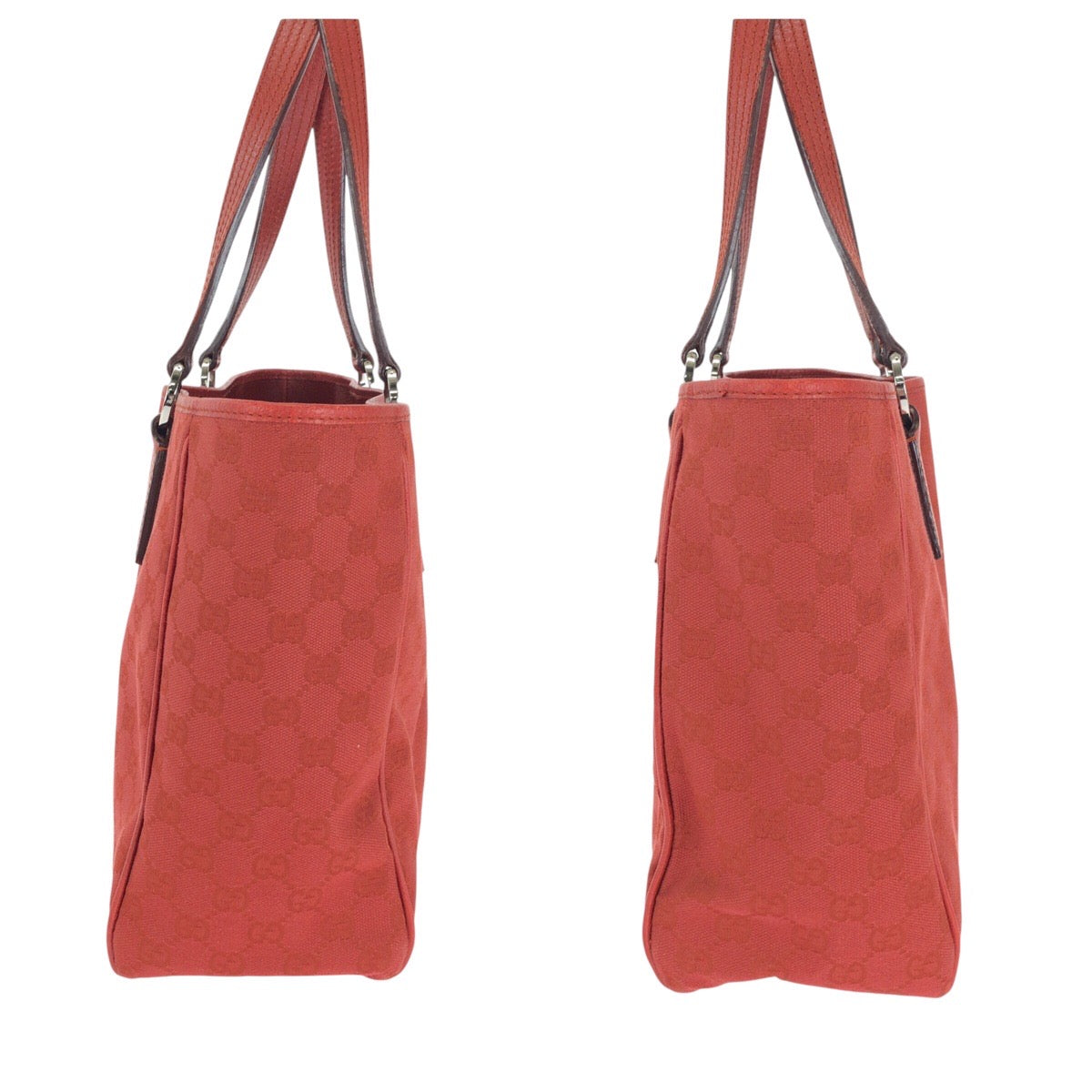 14335
GUCCI グッチ レッド シルバー金具 GGキャンバス / レザー 113017 トートバッグ ショルダーバッグ  レディース