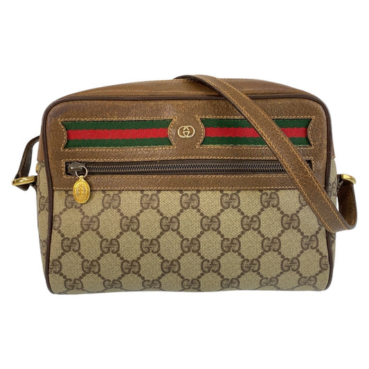 14337
GUCCI グッチ シェリーライン ブラウン ベージュ ゴールド金具 GGスプリームキャンバス / レザー 4023 ショルダーバッグ ポシェット  レディース