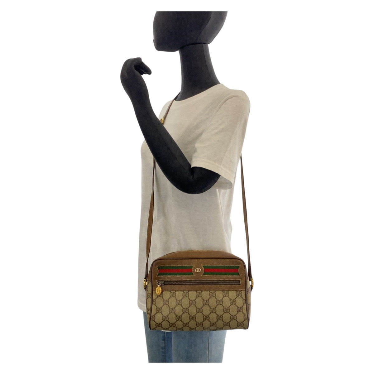 14337
GUCCI グッチ シェリーライン ブラウン ベージュ ゴールド金具 GGスプリームキャンバス / レザー 4023 ショルダーバッグ ポシェット  レディース