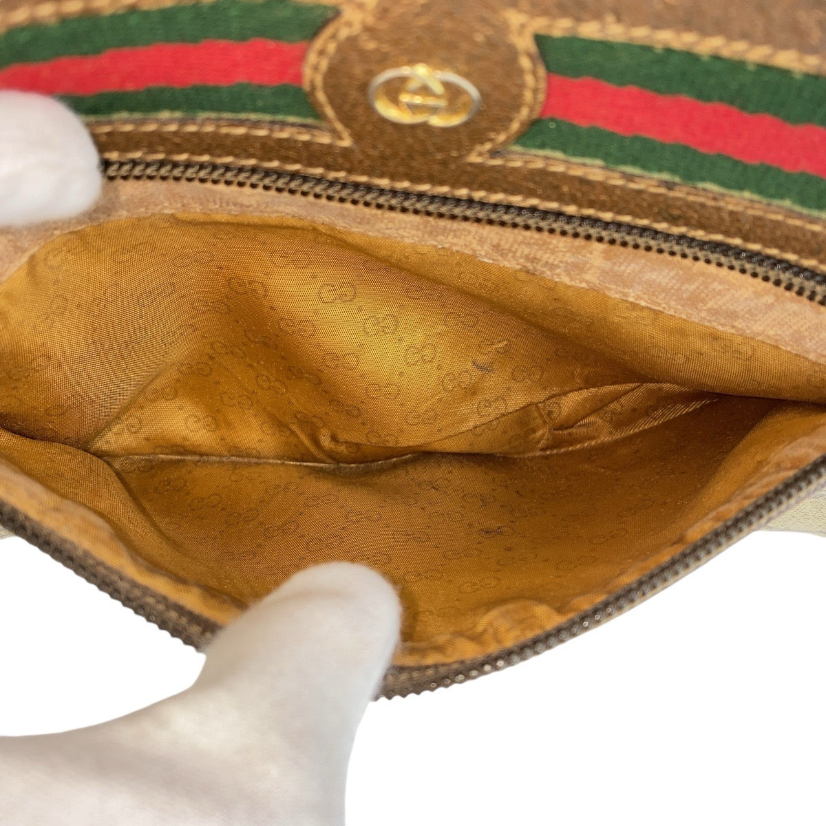 14337
GUCCI グッチ シェリーライン ブラウン ベージュ ゴールド金具 GGスプリームキャンバス / レザー 4023 ショルダーバッグ ポシェット  レディース