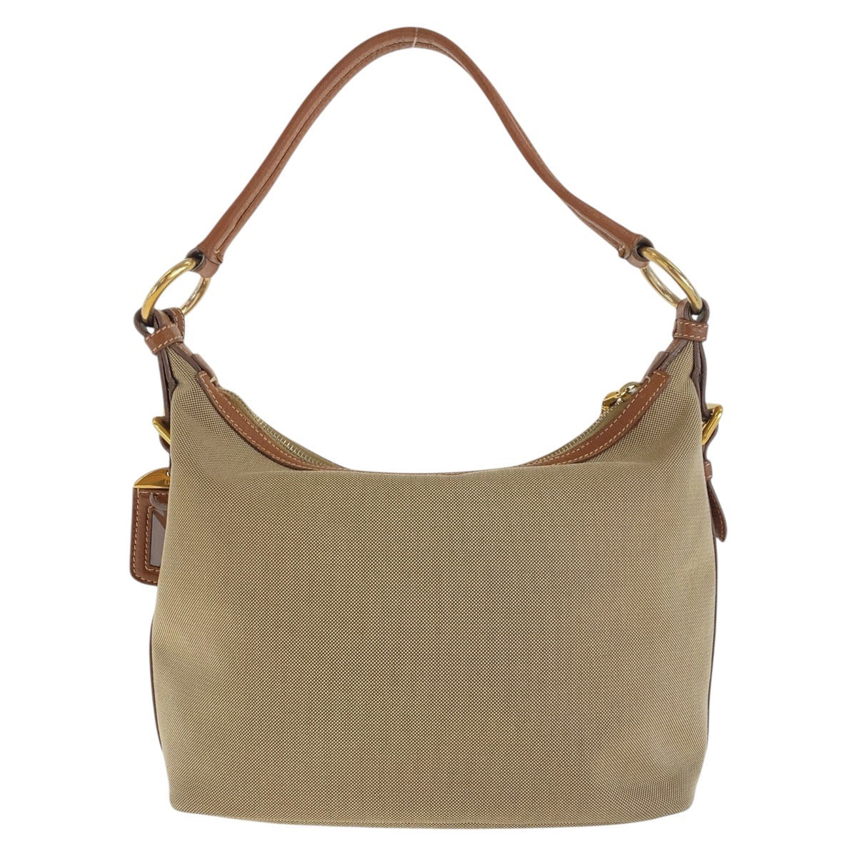 14340
PRADA プラダ ロゴジャガード ベージュ ブラウン ゴールド金具 キャンバス / レザー ショルダーバッグ ホーボー  レディース