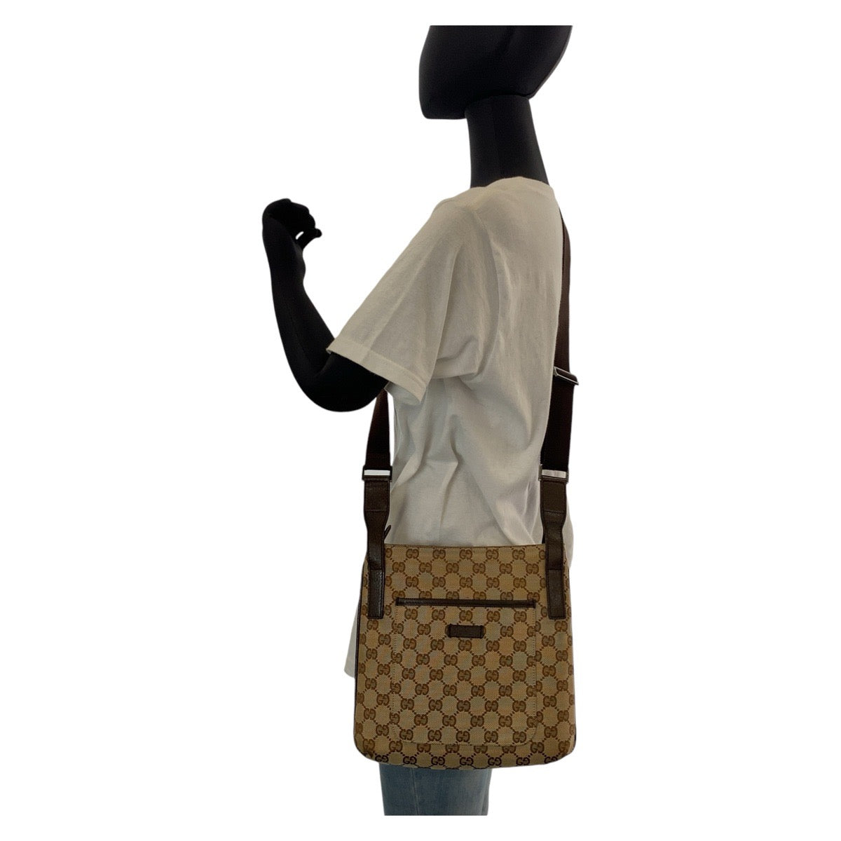 14341
GUCCI グッチ ブラウン ベージュ GGキャンバス 122793 斜め掛け ショルダーバッグ メッセンジャーバッグ  レディース