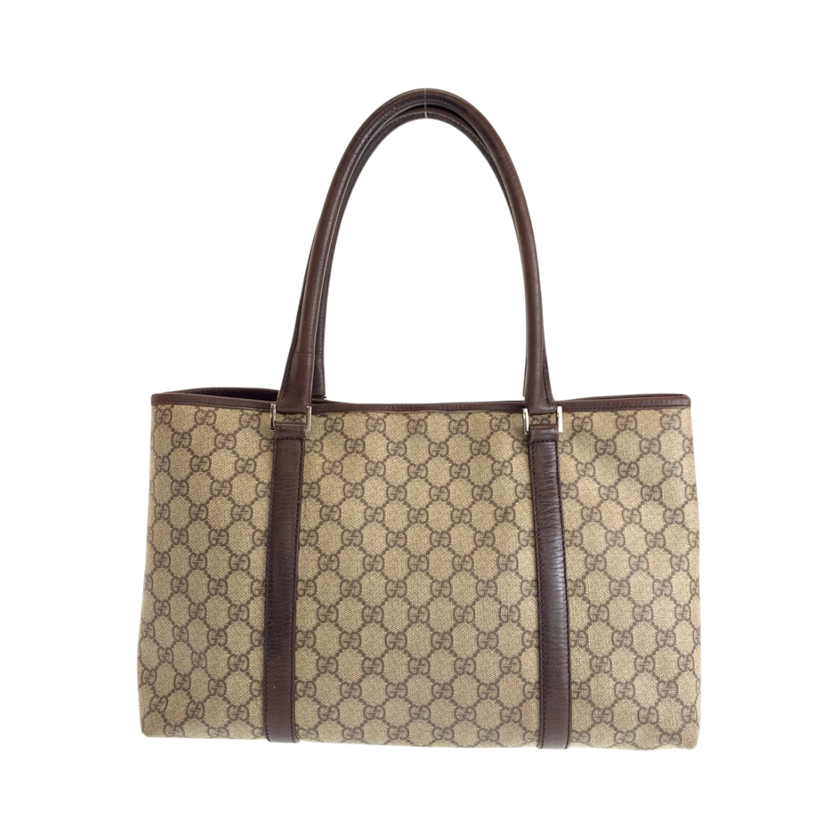 14342
GUCCI グッチ ブラウン ベージュ シルバー金具 GGスプリームキャンバス 204990 トートバッグ ショルダーバッグ  レディース