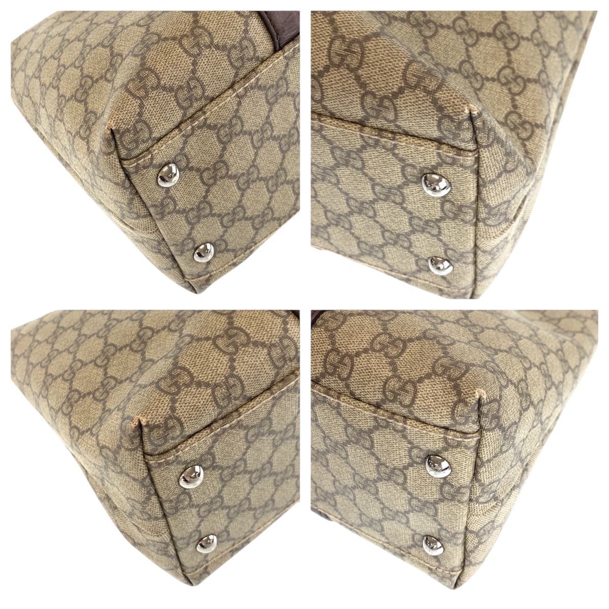 14342
GUCCI グッチ ブラウン ベージュ シルバー金具 GGスプリームキャンバス 204990 トートバッグ ショルダーバッグ  レディース