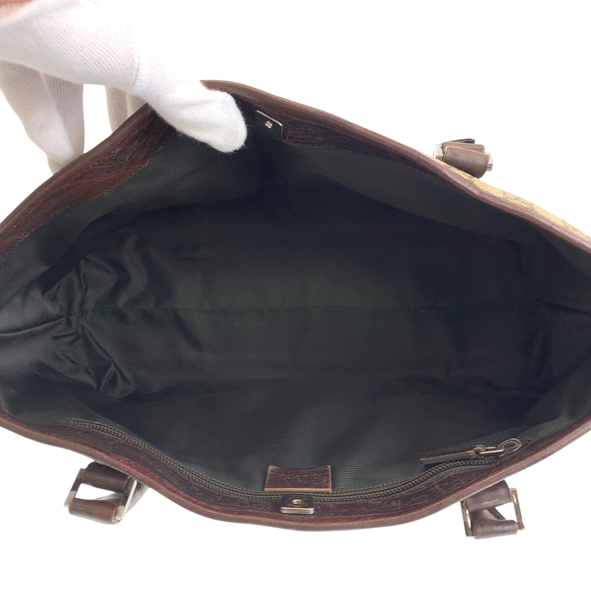 14342
GUCCI グッチ ブラウン ベージュ シルバー金具 GGスプリームキャンバス 204990 トートバッグ ショルダーバッグ  レディース