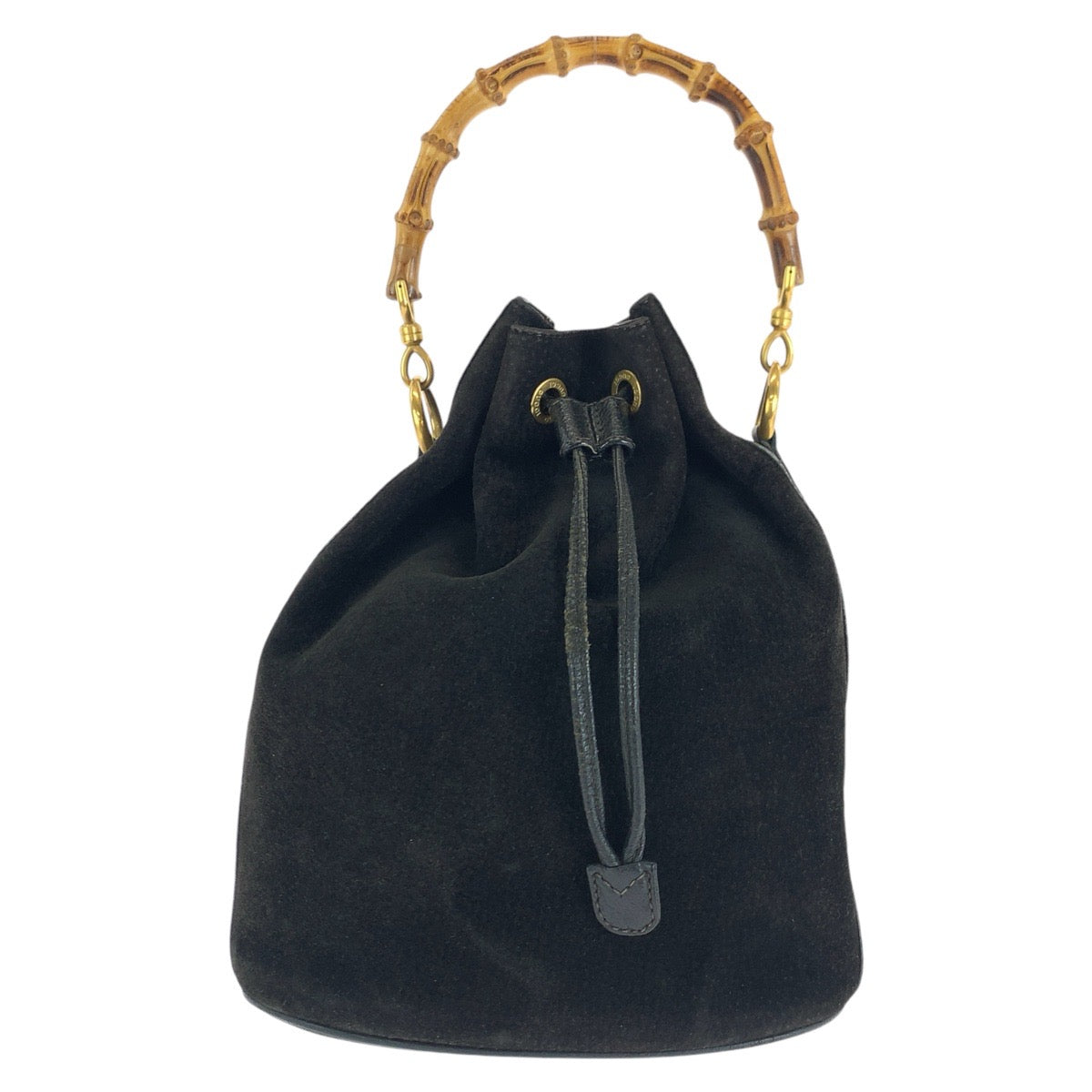 14343
GUCCI グッチ バンブー ブラック 黒 ゴールド金具 スウェード / レザー 001 2040 1657 ハンドバッグ  レディース