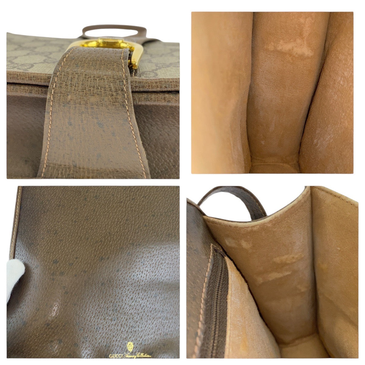 13858
GUCCI グッチ ヴィンテージ オールドグッチ ブラウン ゴールド金具 GGキャンバス / レザー 斜め掛け ショルダーバッグ  レディース