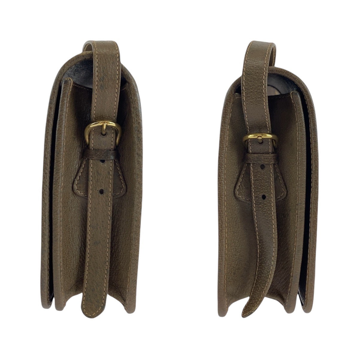 13858
GUCCI グッチ ヴィンテージ オールドグッチ ブラウン ゴールド金具 GGキャンバス / レザー 斜め掛け ショルダーバッグ  レディース