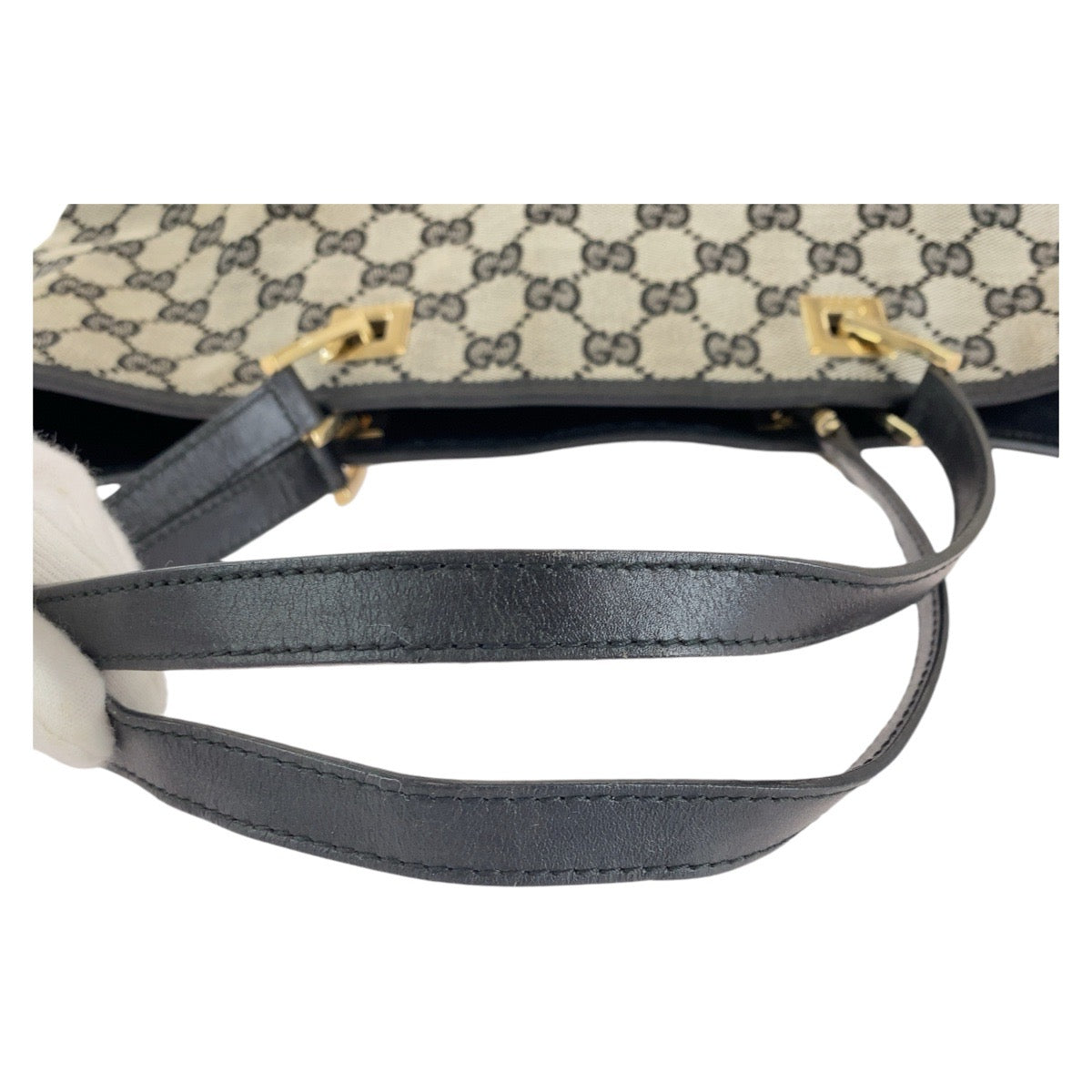 14345
GUCCI グッチ グレー ブラック ゴールド金具 GGキャンバス / レザー 002 1098 トートバッグ ショルダーバッグ  レディース