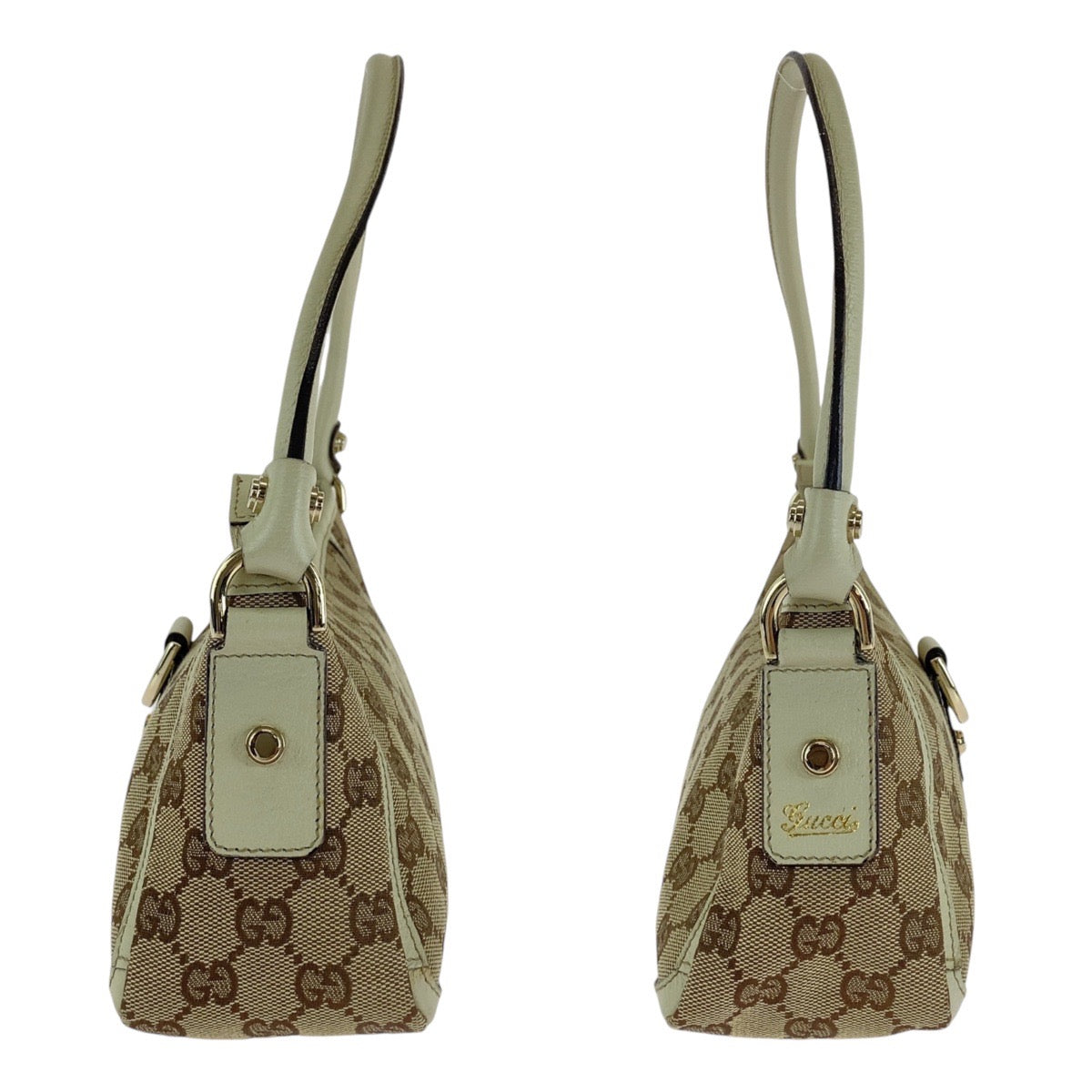 13859
GUCCI グッチ ベージュ ゴールド金具 GGキャンバス ショルダーバッグ アクセサリーポーチ  レディース