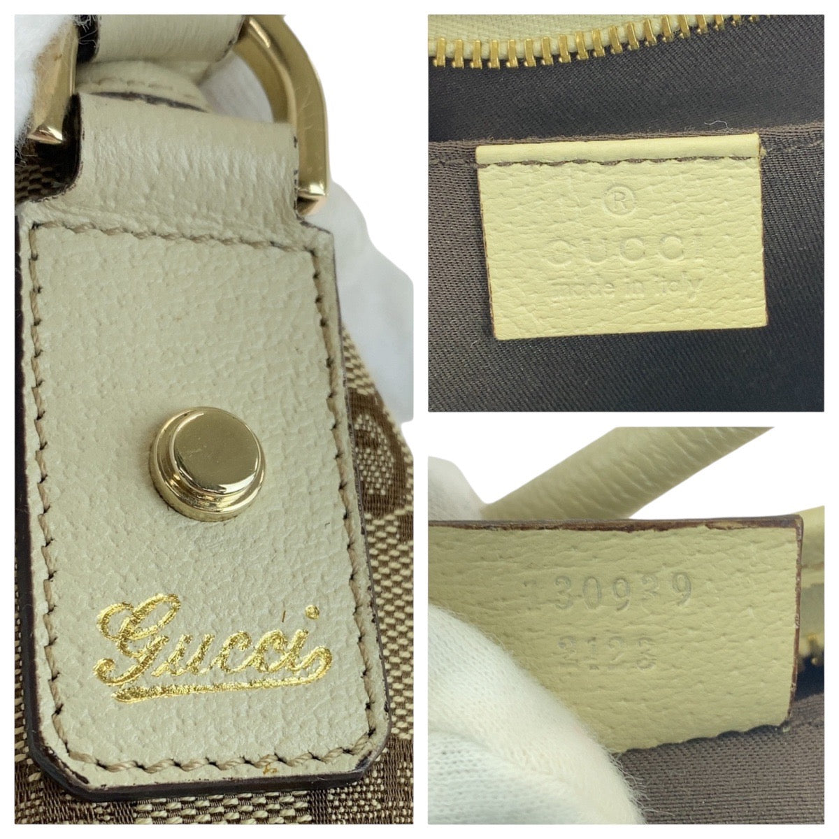 13859
GUCCI グッチ ベージュ ゴールド金具 GGキャンバス ショルダーバッグ アクセサリーポーチ  レディース