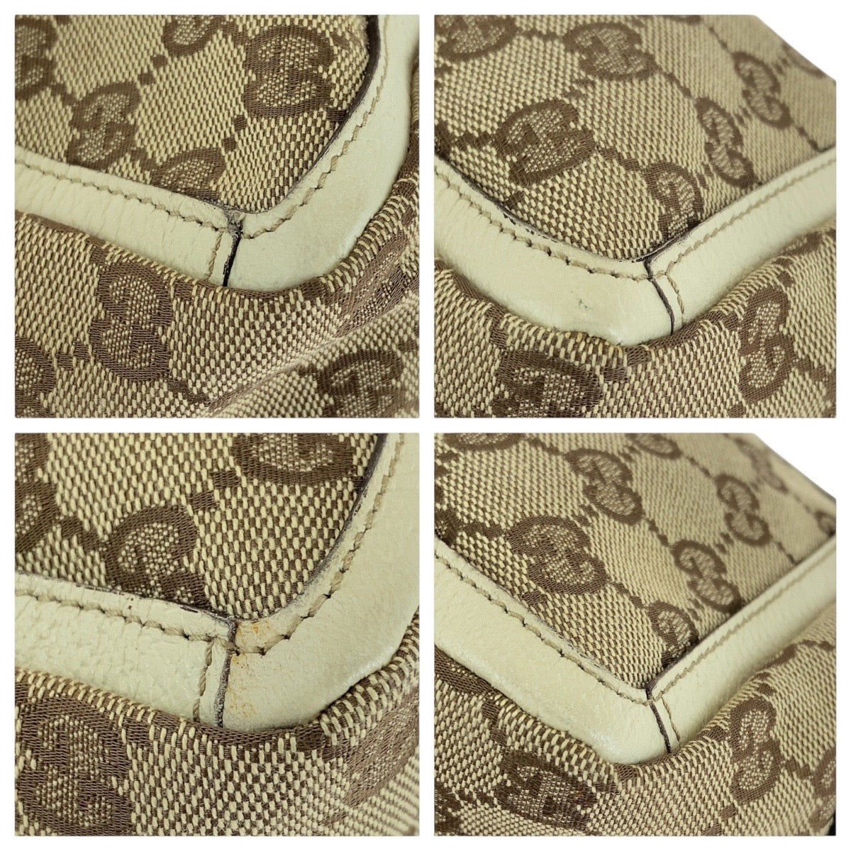 13859
GUCCI グッチ ベージュ ゴールド金具 GGキャンバス ショルダーバッグ アクセサリーポーチ  レディース