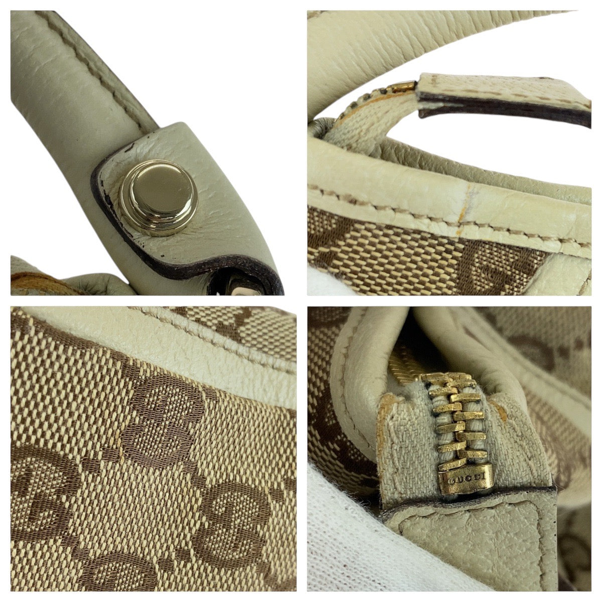 13859
GUCCI グッチ ベージュ ゴールド金具 GGキャンバス ショルダーバッグ アクセサリーポーチ  レディース