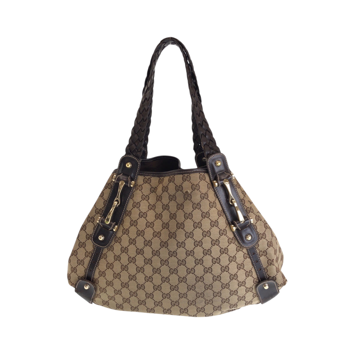 14347
GUCCI グッチ ホースビット ベージュ ブラウン ゴールド金具 キャンバス 137621 ホーボー トートバッグ ハンドバッグ  レディース