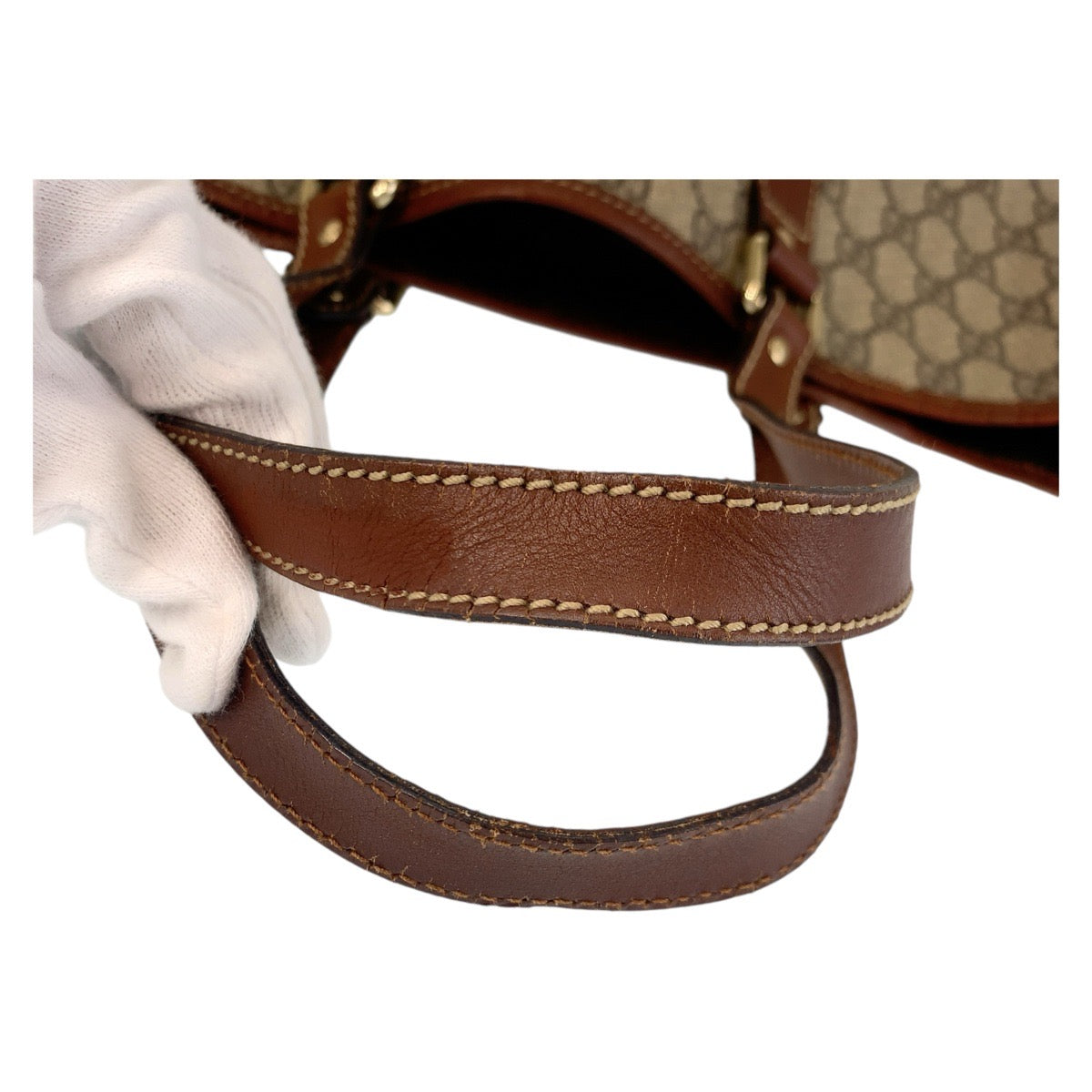 14348
GUCCI グッチ ブラウン ゴールド金具 GGスプリームキャンバス / レザー 189896 トートバッグ ショルダーバッグ  レディース