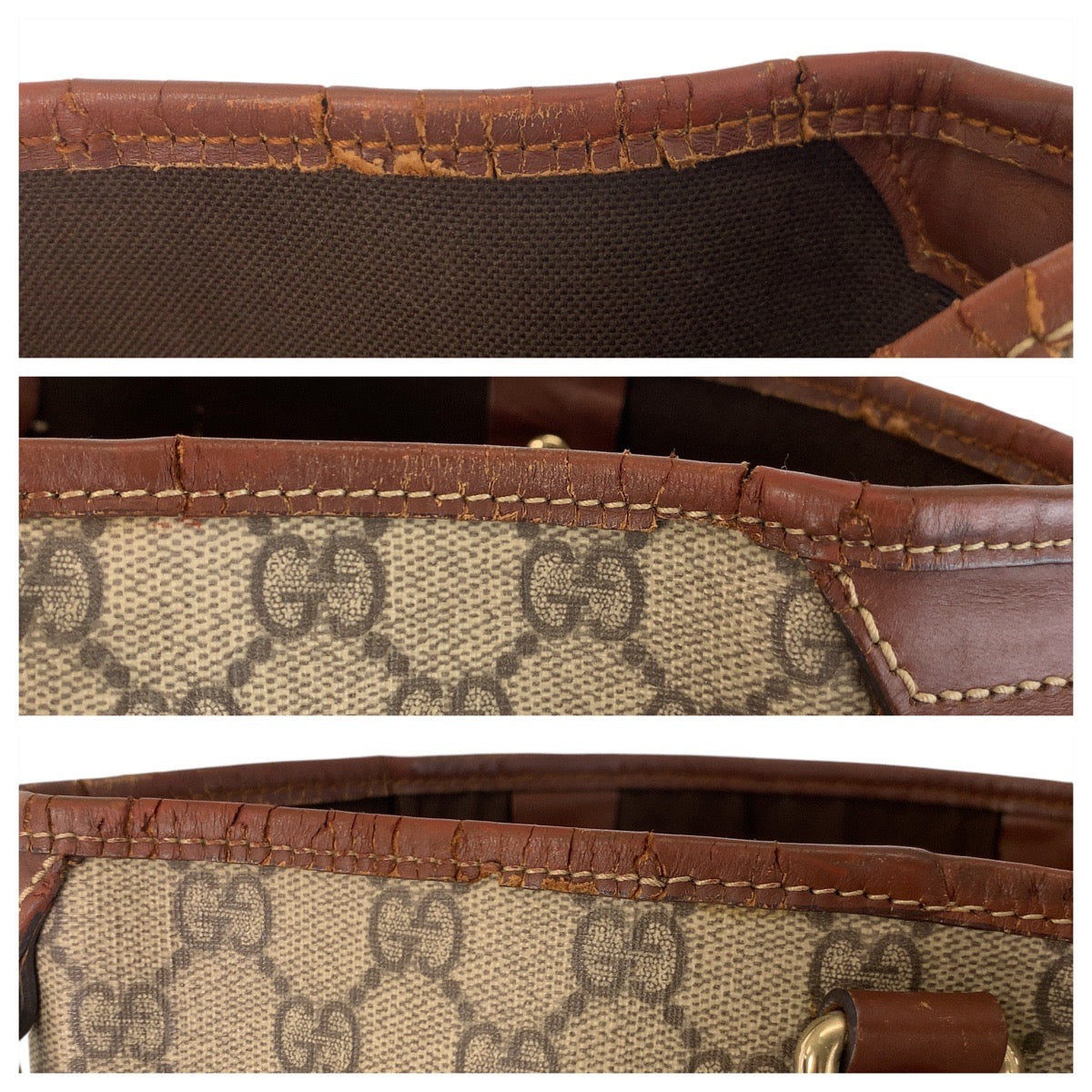 14348
GUCCI グッチ ブラウン ゴールド金具 GGスプリームキャンバス / レザー 189896 トートバッグ ショルダーバッグ  レディース