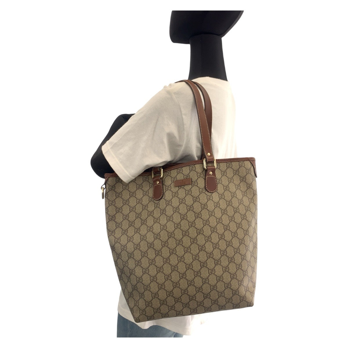14348
GUCCI グッチ ブラウン ゴールド金具 GGスプリームキャンバス / レザー 189896 トートバッグ ショルダーバッグ  レディース