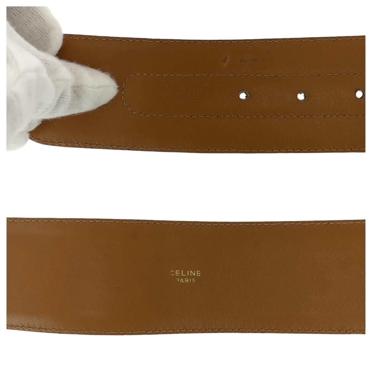13860
CELINE セリーヌ マカダム ホースキャリッジ 70cm ブラウン ゴールド金具 PVC / レザー ベルト  レディース