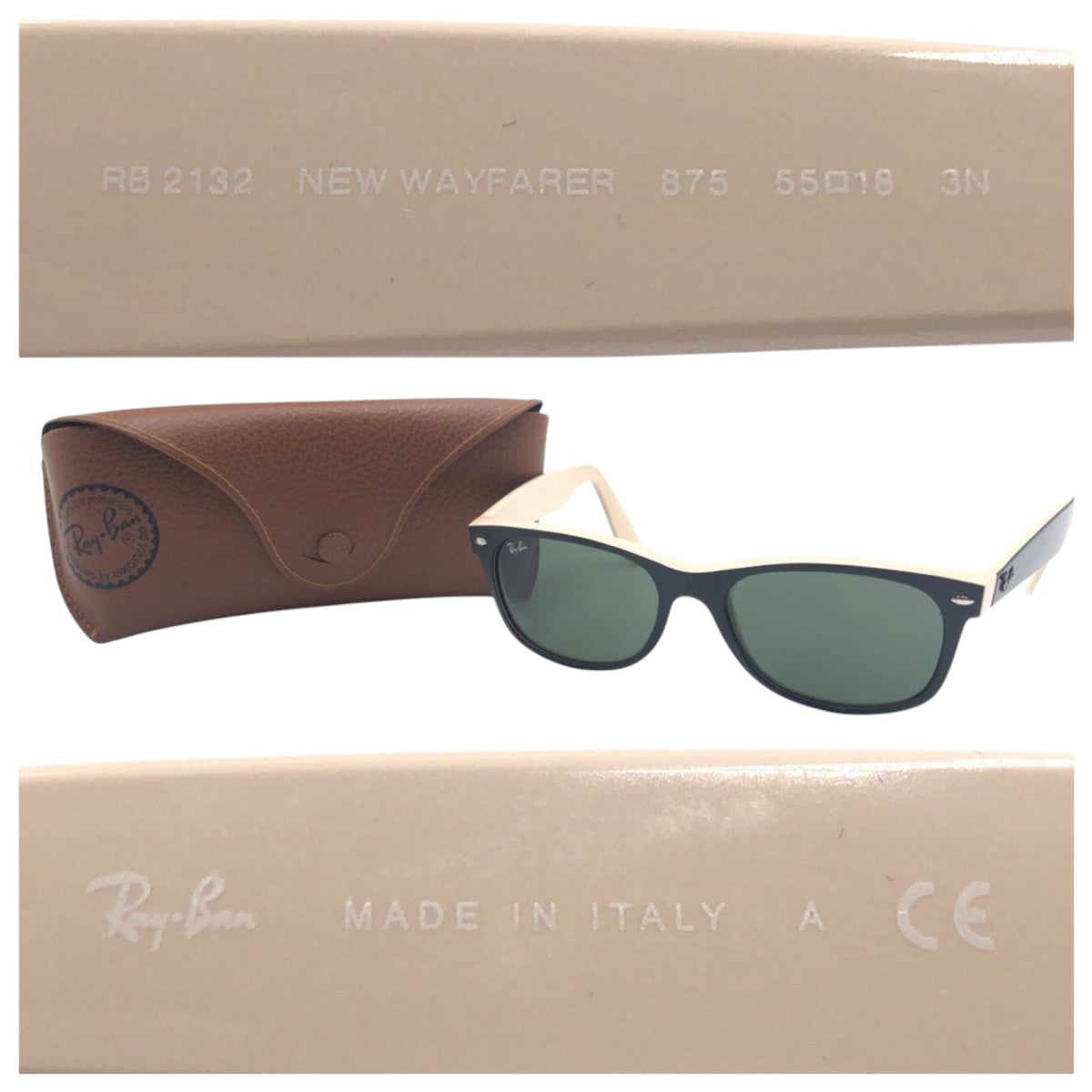 14350
Ray-Ban レイバン NEW WAYFARER ブラック 黒 ベージュ プラスチック RB2132 875 55□18 3N サングラス 男女兼用 ウェリントン  メンズ