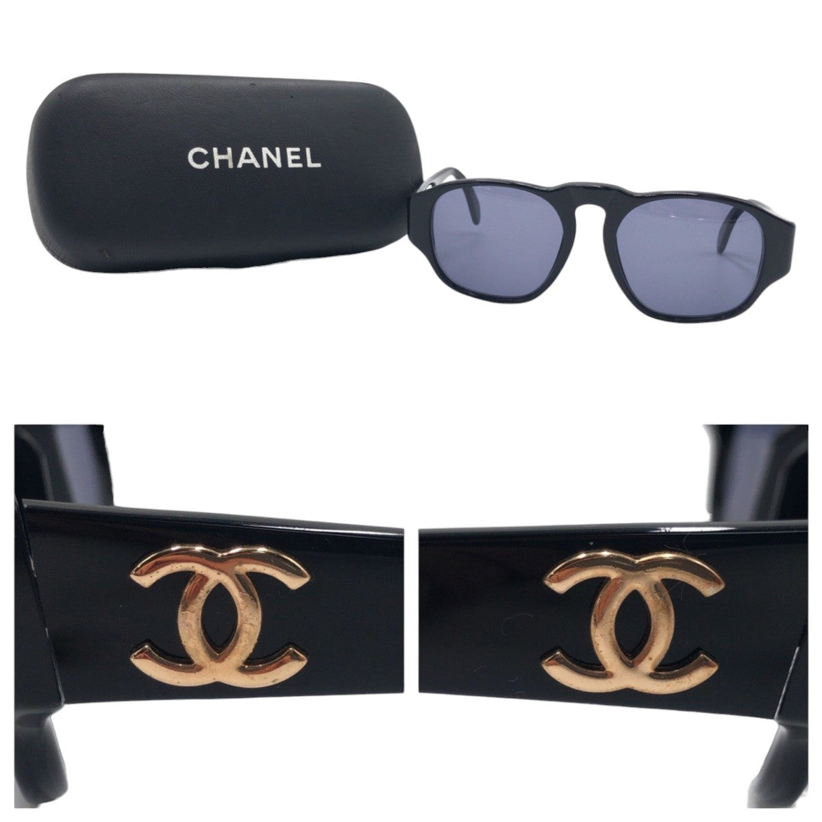 CHANEL シャネル ヴィンテージ ココマーク ブラック 黒 プラスチック 01452 94395 サングラス ボストン  レディース
