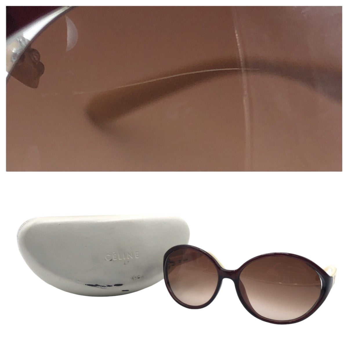 CELINE セリーヌ ヴィンテージ トリオンフ ブラウン ベージュ プラスチック SC1736G 5917 col.0290 125 サングラス バタフライ  レディース