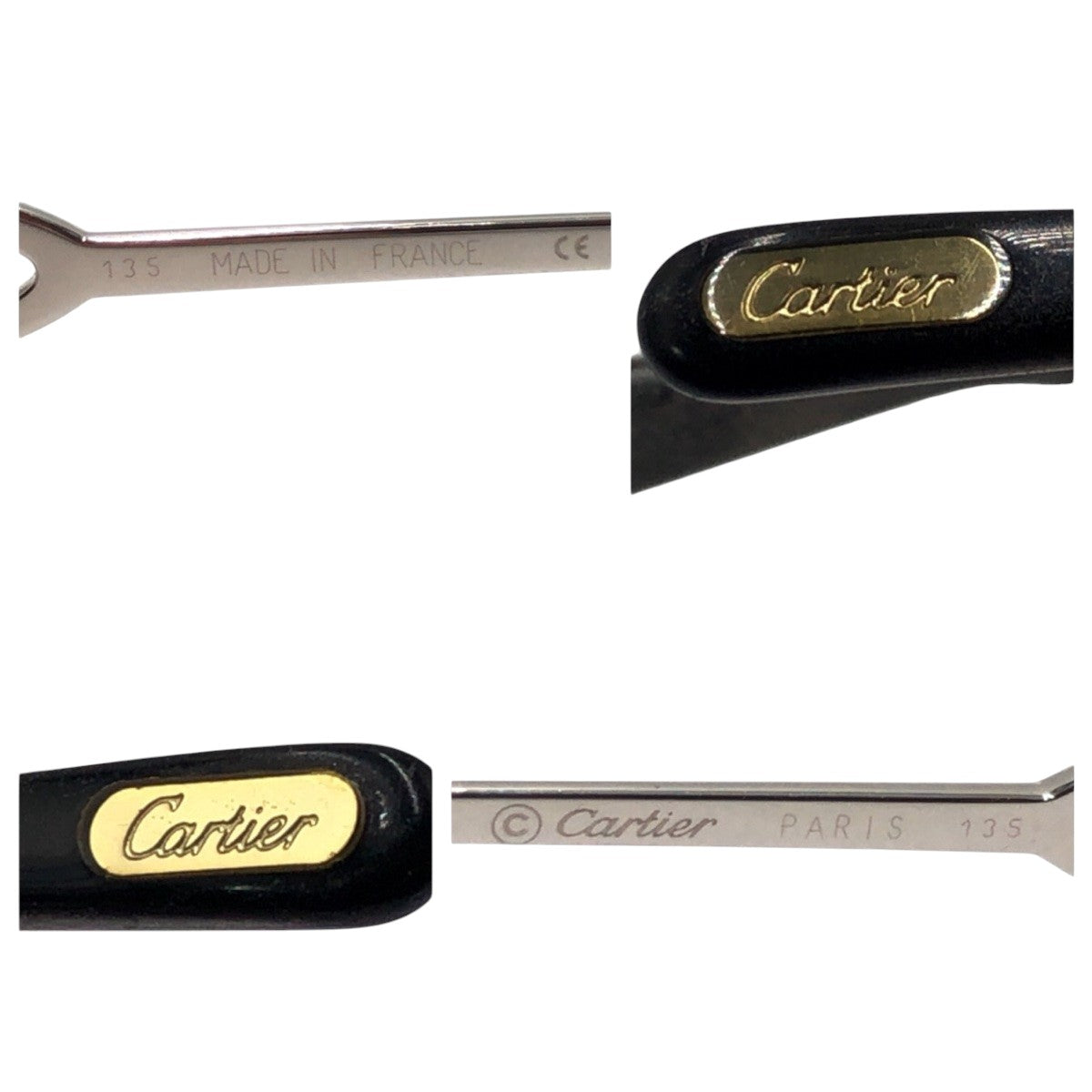 CARTIER カルティエ Cモチーフ レッド シルバー プラスチック / メタル サングラス メガネ フレームのみ  レディース