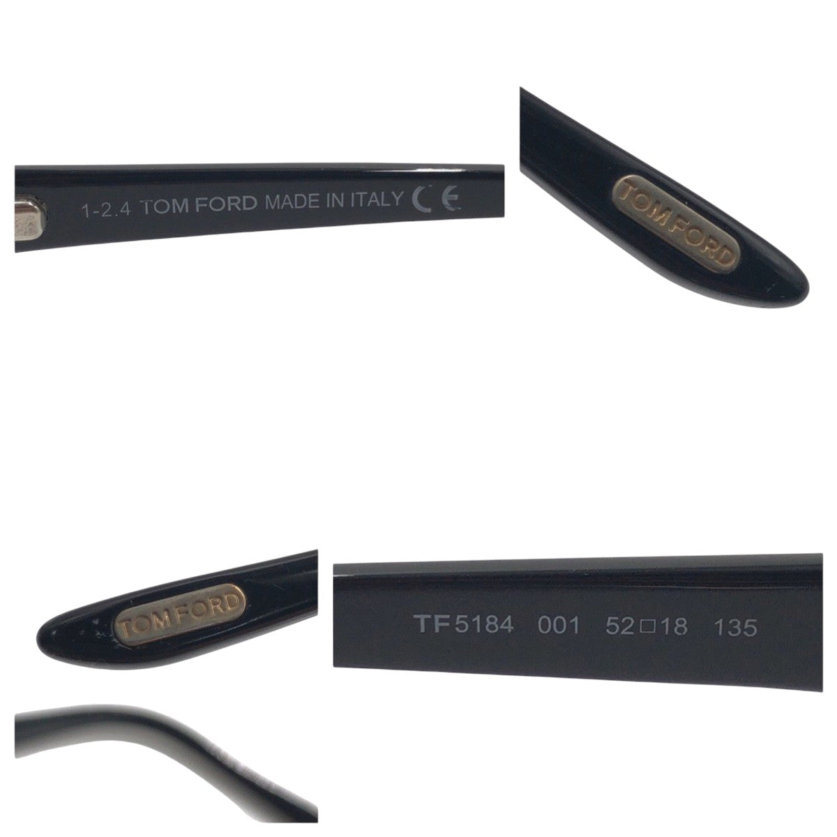 TOM FORD トムフォード ブラック 黒 プラスチック TF5184 001 52◻︎18 135 メガネフレーム  レディース