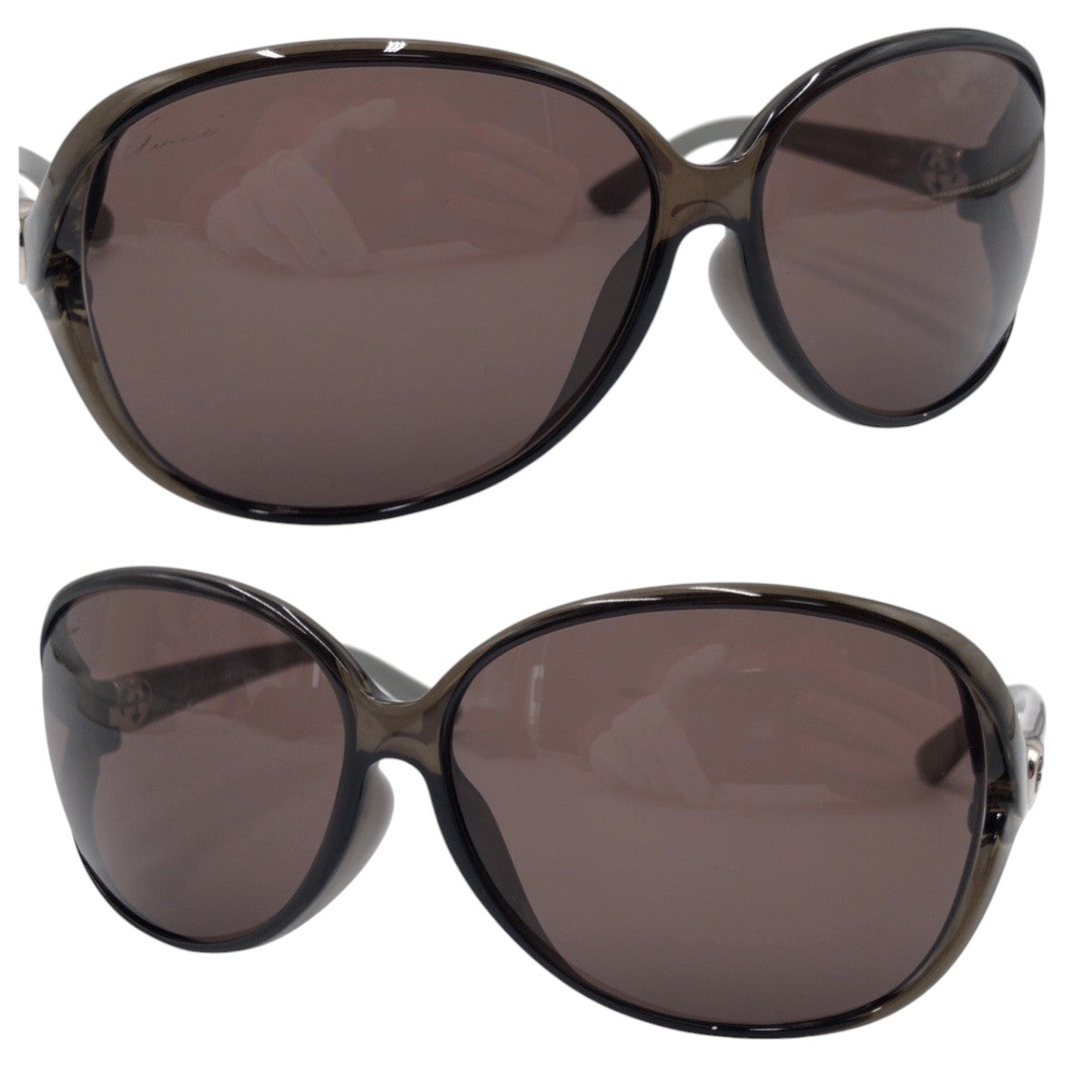 GUCCI グッチ インターロッキングGハート GG柄 ブラウン グリーン グレー プラスチック GG 3792/F/S ML/SB 64□13 125 サングラス バタフライ  レディース