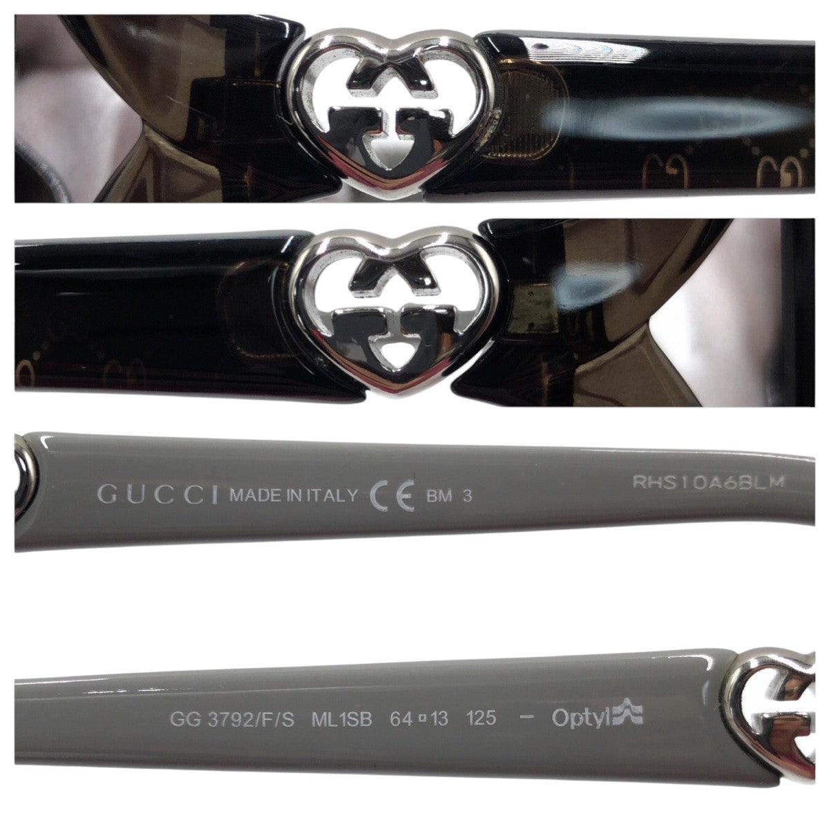 GUCCI グッチ インターロッキングGハート GG柄 ブラウン グリーン グレー プラスチック GG 3792/F/S ML/SB 64□13 125 サングラス バタフライ  レディース