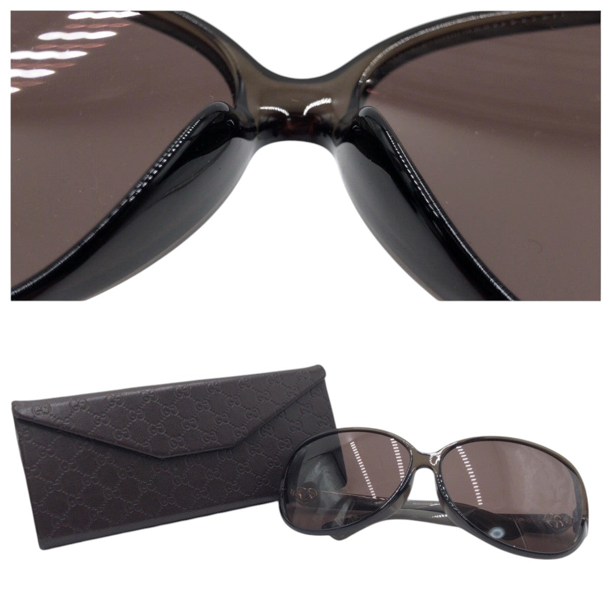 GUCCI グッチ インターロッキングGハート GG柄 ブラウン グリーン グレー プラスチック GG 3792/F/S ML/SB 64□13 125 サングラス バタフライ  レディース